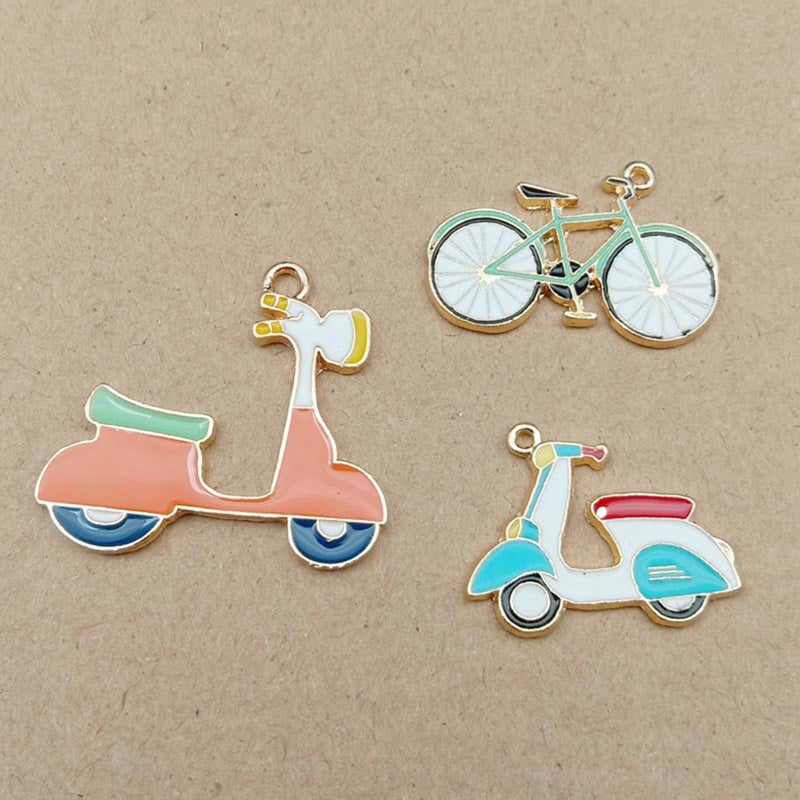 10pcs DIY Ornament Pendants Cartoon Bike Pendants Handmade Craft Pendants Keyring Hanging Decorations - Image 2