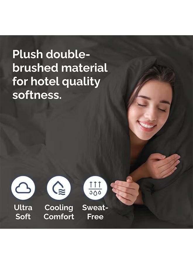 طقم ملاءات سرير فاخر من الألياف الدقيقة، مكون من 4 قطع، مناسب للفنادق، يتميز بجودته العالية، يسمح بمرور الهواء، مقاوم للتجاعيد، مناسب للأسرة المزدوجة بمقاس 2.0 متر/1.5-1.8 متر، مصنوع من قطن مغسول 100% عالي الكثافة، قابل للغسل في الغسالة دون أن يتغير شكله، مصبوغ بأصباغ نباتية فعالة، مضاد للحساسية، مناسب للاستخدام المنزلي، والتأجير، والضيافة، لون رمادي - Image 3