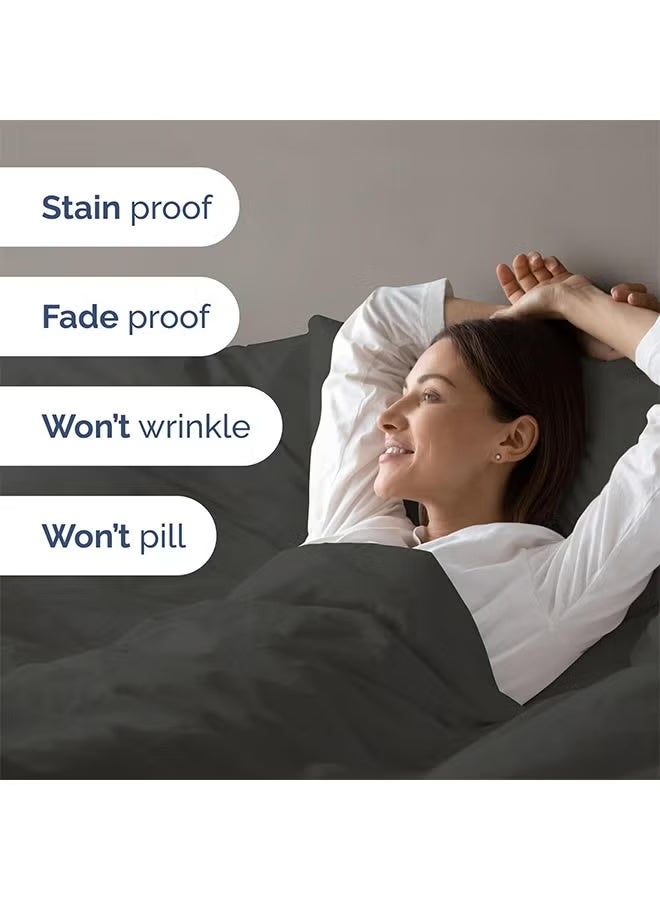 طقم ملاءات سرير فاخر من الألياف الدقيقة، مكون من 4 قطع، مناسب للفنادق، يتميز بجودته العالية، يسمح بمرور الهواء، مقاوم للتجاعيد، مناسب للأسرة المزدوجة بمقاس 2.0 متر/1.5-1.8 متر، مصنوع من قطن مغسول 100% عالي الكثافة، قابل للغسل في الغسالة دون أن يتغير شكله، مصبوغ بأصباغ نباتية فعالة، مضاد للحساسية، مناسب للاستخدام المنزلي، والتأجير، والضيافة، لون رمادي - Image 5