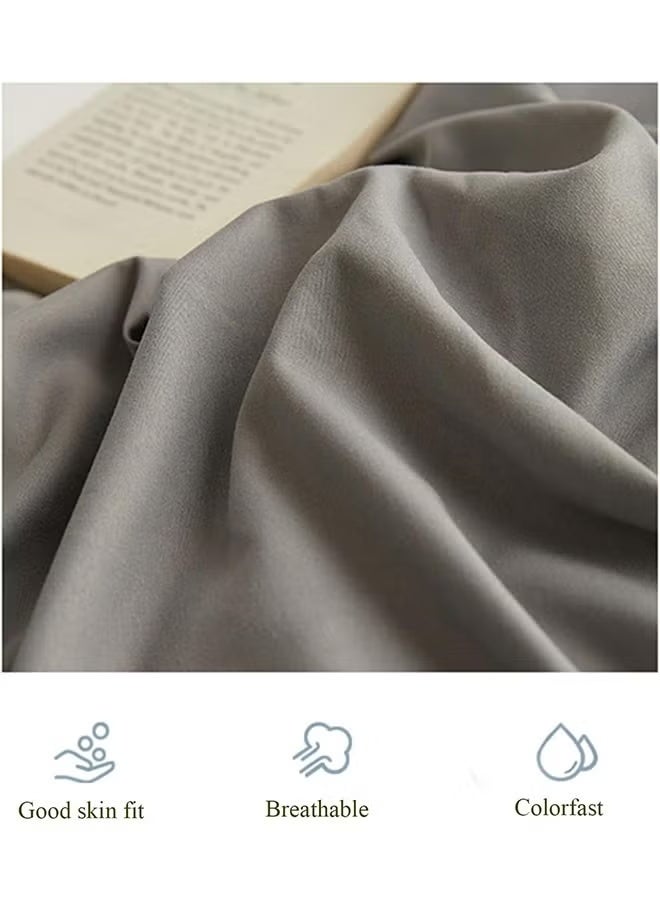 طقم ملاءات سرير فاخر من الألياف الدقيقة، مكون من 4 قطع، مناسب للفنادق، يتميز بجودته العالية، يسمح بمرور الهواء، مقاوم للتجاعيد، مناسب للأسرة المزدوجة بمقاس 2.0 متر/1.5-1.8 متر، مصنوع من قطن مغسول 100% عالي الكثافة، قابل للغسل في الغسالة دون أن يتغير شكله، مصبوغ بأصباغ نباتية فعالة، مضاد للحساسية، مناسب للاستخدام المنزلي، والتأجير، والضيافة، لون رمادي - Image 4