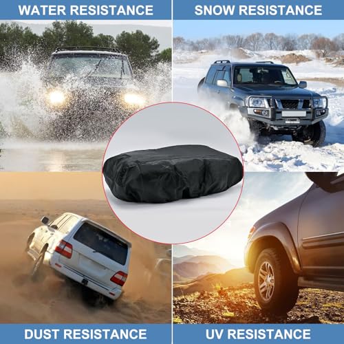 Qflrgon Winch Cover, New Upgrade Heavy Duty 600D Oxford Fabric Winch Covers for 8500-17500 lbs Electric Winch, Waterproof Dustproof Sunproof UV Resistant Tear Resistant Durable, 22″ x 9.8″ x 7.5″ - Image 5