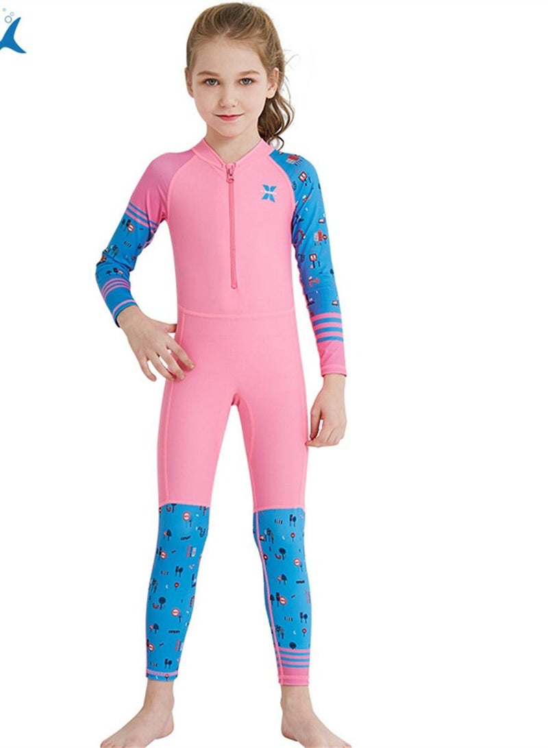 DIVE & SAIL Keep Warm Children Diving Suit Three-layer High Elastic Wetsuit For Girls Pink - Image 1