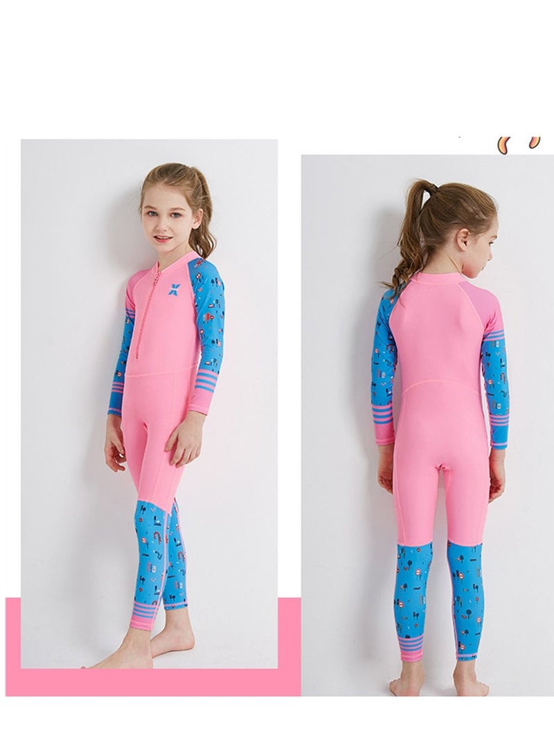 DIVE & SAIL Keep Warm Children Diving Suit Three-layer High Elastic Wetsuit For Girls Pink - Image 2