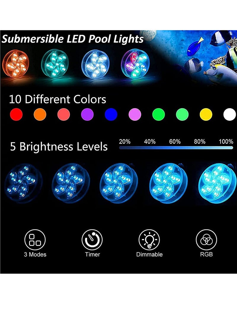 SYOSI Pool Lights Underwater for Above Ground Pools Floating Waterproof Magnetic Submersible LED Pool Lights with Remote Swimming Pool Lighting Inground at Night Color Changing Pond Light for Tub  - Image 2