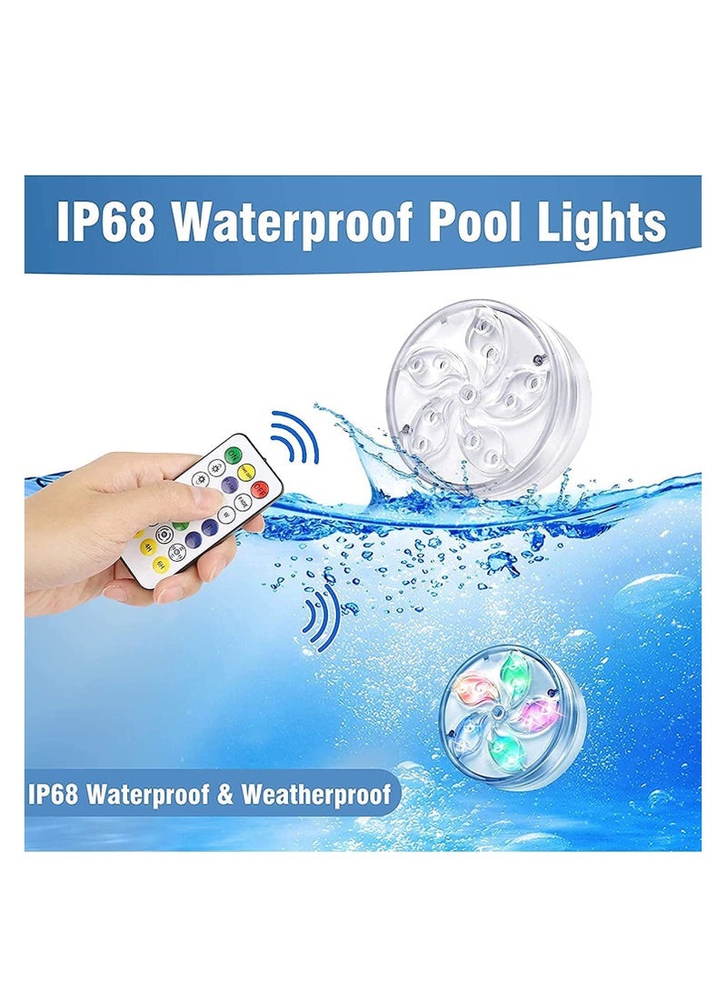 SYOSI Pool Lights Underwater for Above Ground Pools Floating Waterproof Magnetic Submersible LED Pool Lights with Remote Swimming Pool Lighting Inground at Night Color Changing Pond Light for Tub  - Image 3