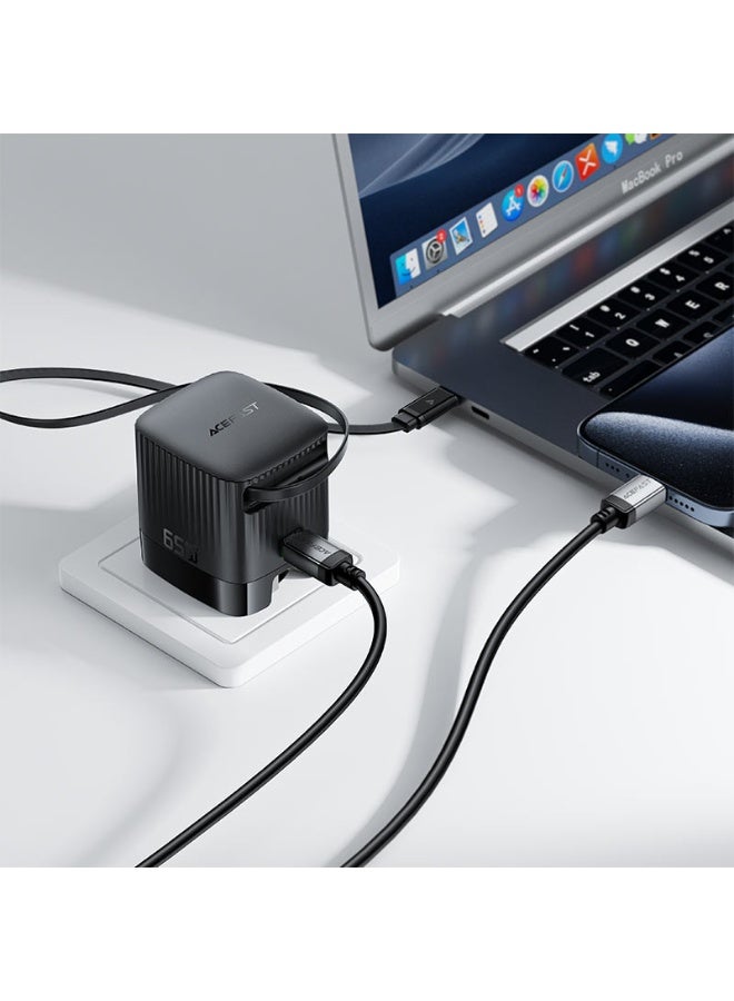 ACEFAST GaN Fast Wall Charger A129 PD65W Fast Charger, 1USB-C Port &USB-C Retractable Cable (65cm) Suitable for  laptops, phones, tablets, game consoles - Image 4