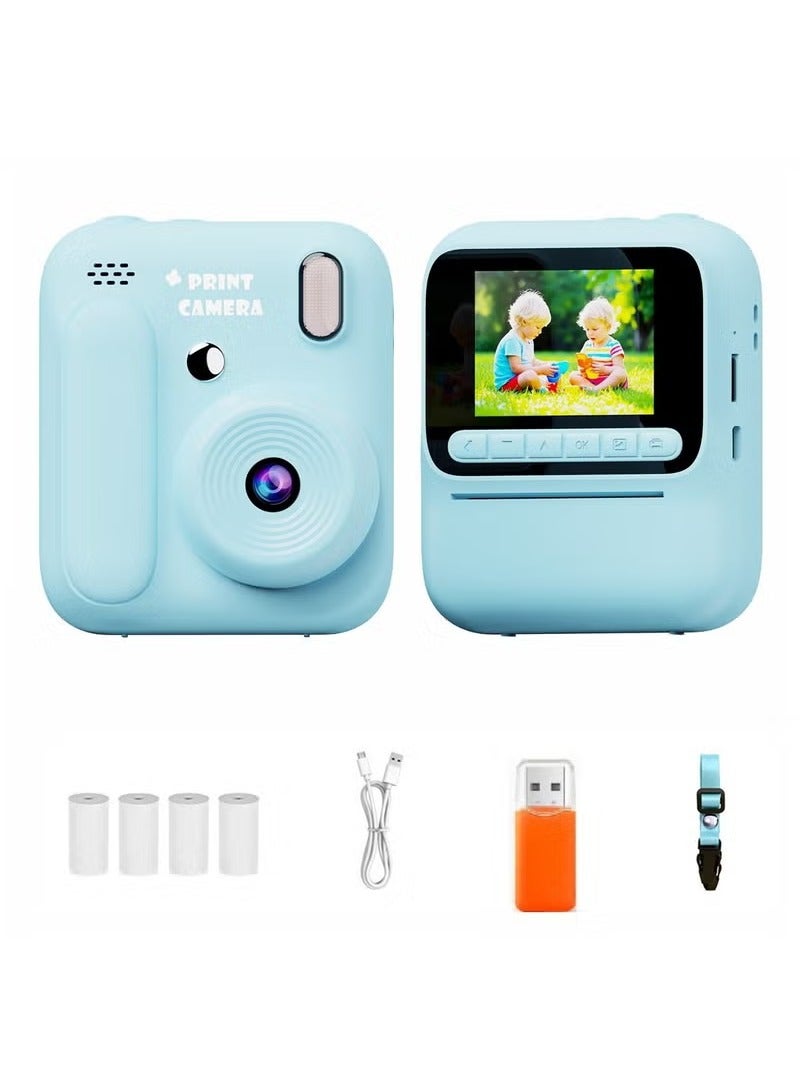 بلو فاير كاميرا فورية للأطفال بدقة 4800W للصور و1080p للفيديو، شاشة IPS 2.4 بوصة، طباعة حرارية فورية بدون حبر، ألعاب مدمجة ومشغل MP3، بطارية قابلة لإعادة الشحن تعمل حتى 3 ساعات بمنفذ USB-C، تدعم بطاقة ذاكرة حتى 128 جيجا – هدية مثالية للصغار مع لفائف ورق طباعة مرفقة - Image 2