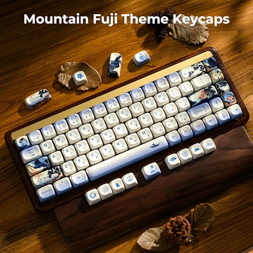 OHY XVX MOA Profile Japanese Fuji Mountain Theme Keycaps Set, 132 - Key Blue & Creamy White Custom Keycaps for US Layout Mechanical Keyboards -Blue and White - Image 5