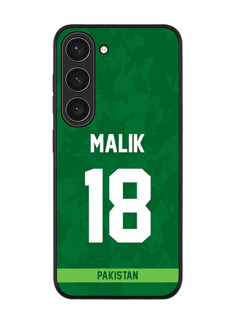 Rugged Black Edge Case for Samsung Galaxy S23 5G, Slim fit Soft Case Flexible Rubber Edges Thin Cover - Player Name - Shoaib Malik, Jersey Number- 18