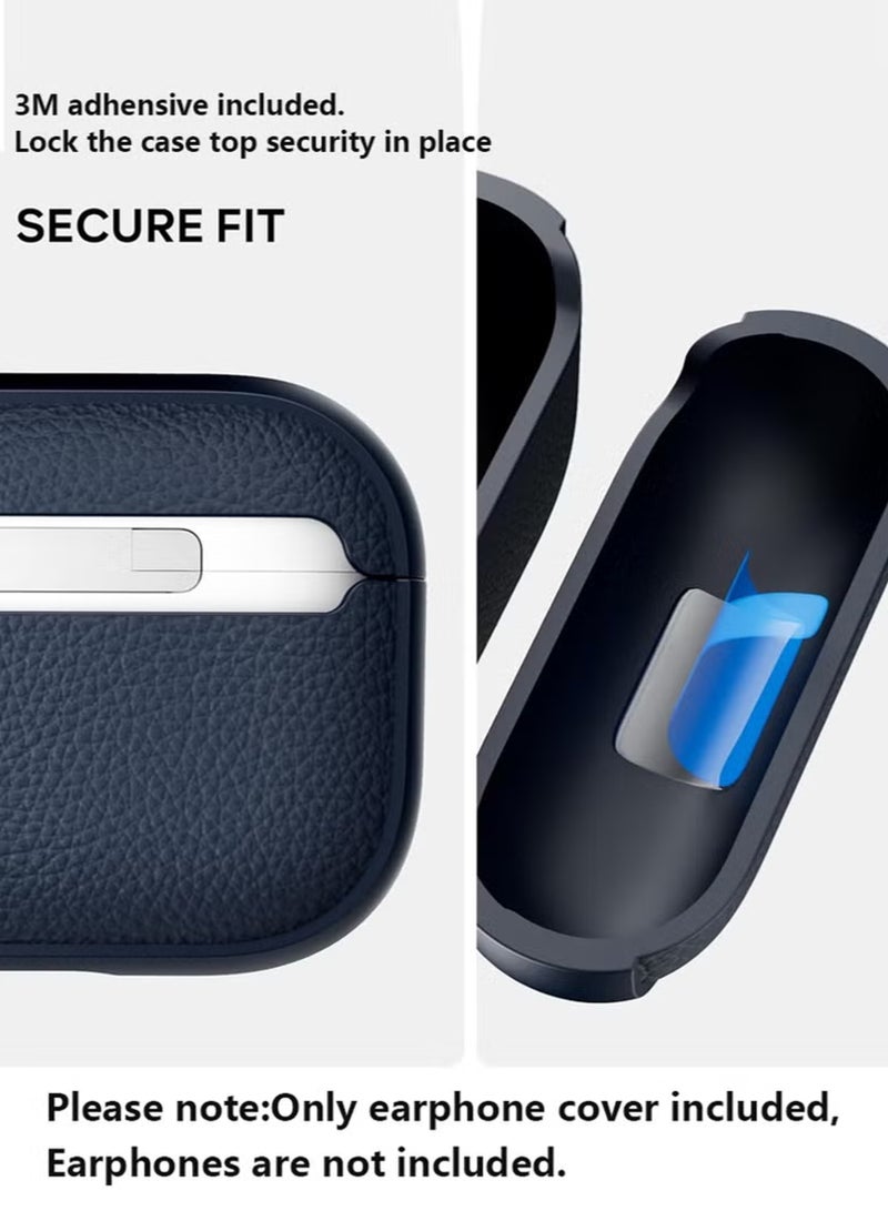 جراب سيليكون لسماعات أبل إيربودز برو 3 | متوافق مع سماعات أبل إيربودز برو 3 | غطاء حماية كامل الجسم مقاوم للصدمات مع سلسلة مفاتيح حلقية (لا يشمل سماعات أبل إيربودز) - أزرق داكن - Image 5