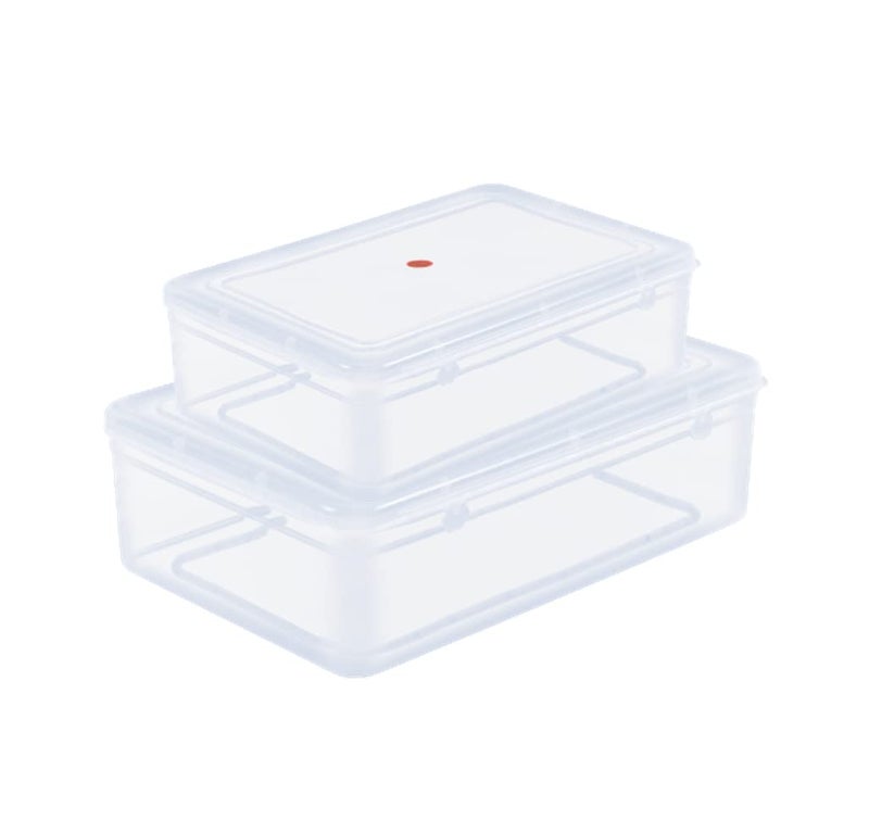 SHOPATHON INDIA IN89 Clear Transparent Plastic Storage Box Organizer Rectangle Medium Size Container With Lid And Lock For Multipurpose Jewellery Stationery Cosmetics Combo 2 Box - Image 1