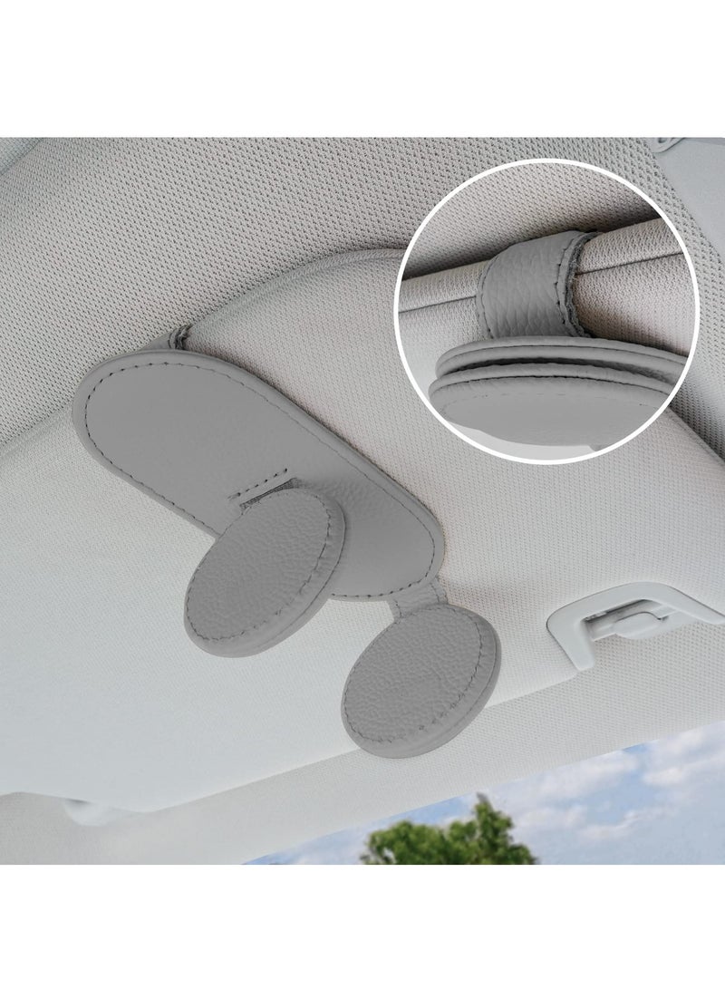 SYOSI Sunglasses Holders for Car Sun Visor Leather Magnetic Sunglasses Clip Storing Glasses CardsUniversal for Car Sun Visor Internal Accessories （Gray）  - Image 5