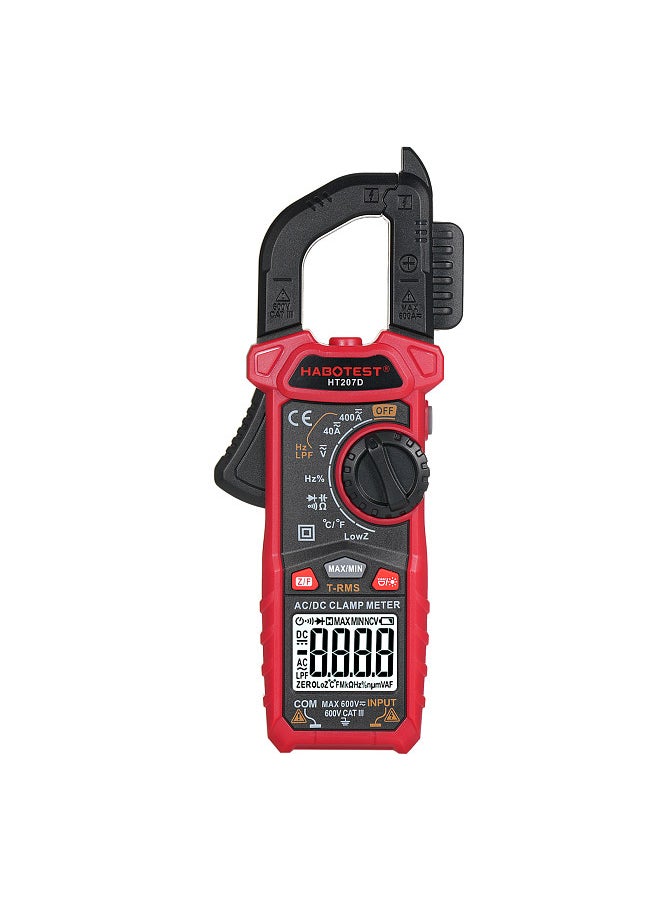 HABOTEST - HT207D 4000 Counts Digital Clamp Meter Multimeter Handheld AC DC Voltage Current Voltmeter Diode Resistance Clamp Meter High-Precision Multifunctional Digital Display Clamp Meter - Image 1