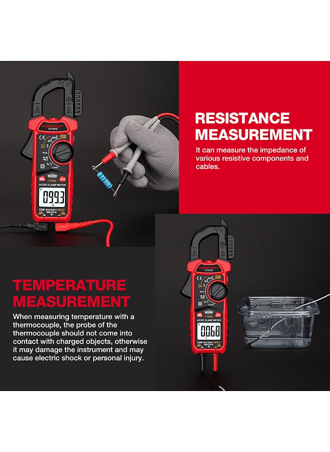 HABOTEST HT207D 4000 Counts Digital Clamp Meter Multimeter Handheld AC DC Voltage Current Voltmeter Diode Resistance Clamp Meter High-Precision Multifunctional Digital Display Clamp Meter  - Image 2