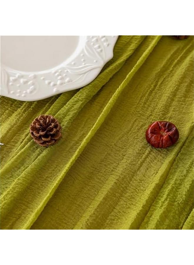 Keketo Spring Moss Green Cheesecloth St Patricks Day Table Runner Gauze 120 Inch 10 FT Rustic Boho Cheese Cloth Runner for Wedding Baby Shower Bridal Shower Long Sheer  Home Decorations - Image 3