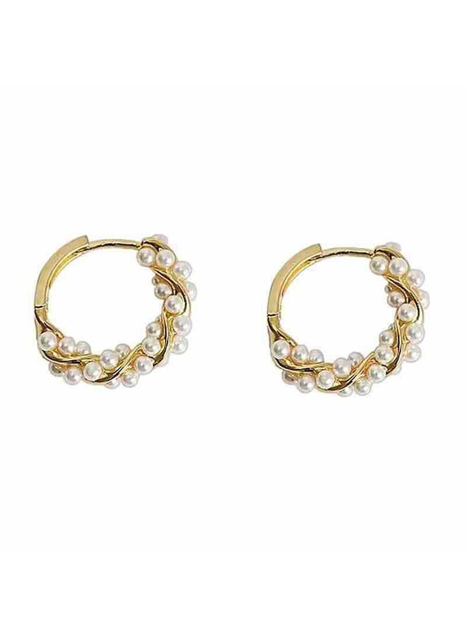 New Luxury Mixed Copper Luxury Cotton Loop Earrings with Artificial Pearl for Women  - Image 1
