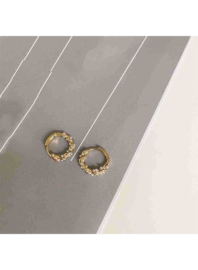 New Luxury Mixed Copper Luxury Cotton Loop Earrings with Artificial Pearl for Women  - Image 2
