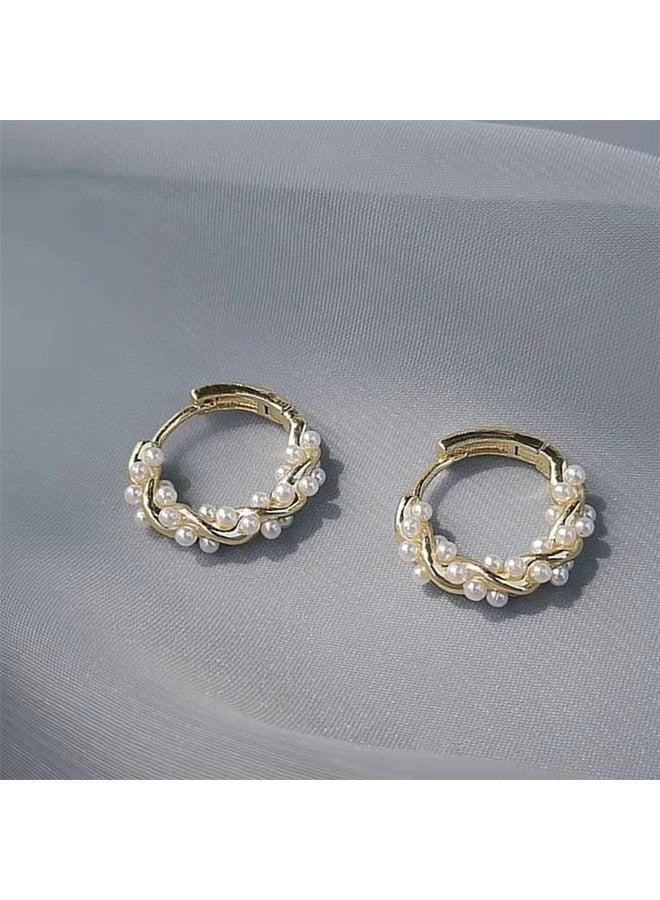 New Luxury Mixed Copper Luxury Cotton Loop Earrings with Artificial Pearl for Women  - Image 3