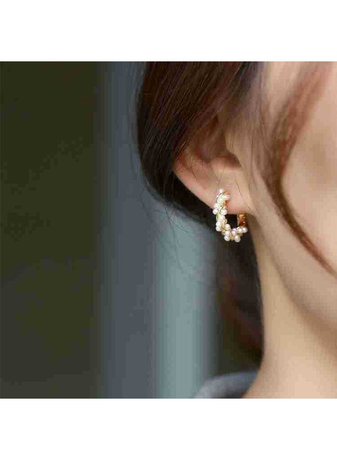 New Luxury Mixed Copper Luxury Cotton Loop Earrings with Artificial Pearl for Women  - Image 4
