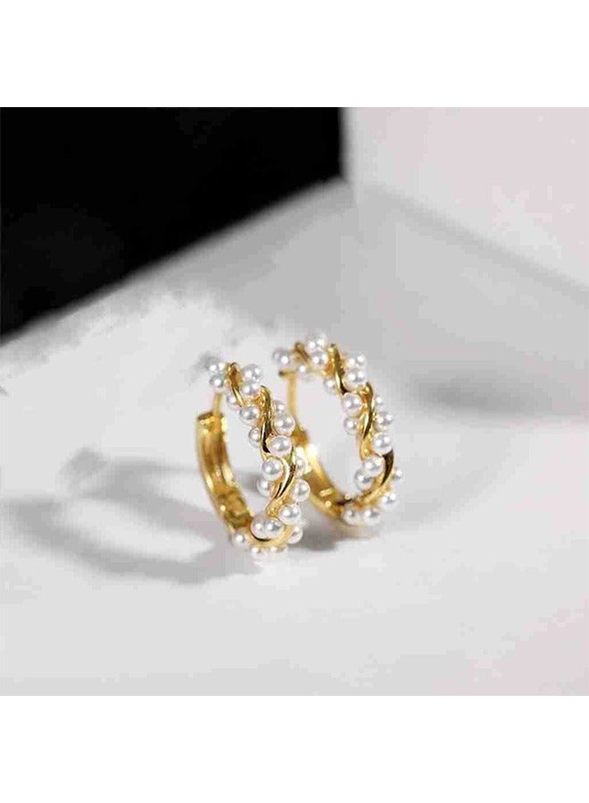 New Luxury Mixed Copper Luxury Cotton Loop Earrings with Artificial Pearl for Women  - Image 5