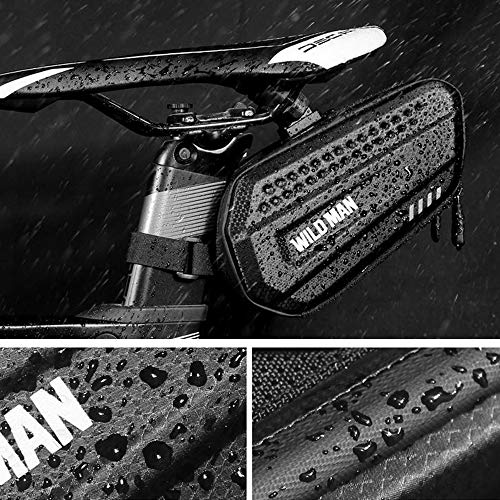 WILD MAN 1.2L Cycling Waterproof Hard Shell Bike Saddle Bag Under Seat for Road Mountain Bicycle Cycling(Black,ES7) - Image 4