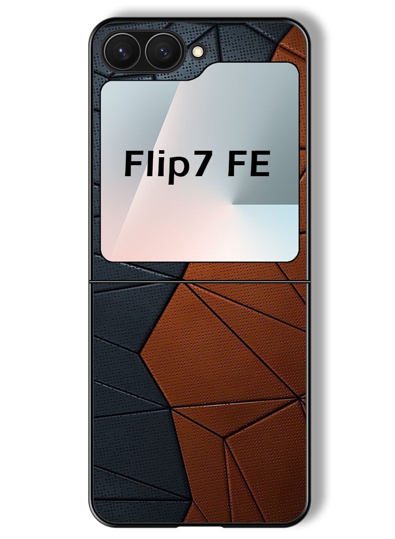 Theodor Case Compatible with Samsung Galaxy Z Flip 7 FE 6.7 Inch Protection Shockproof Bumper Cover Black Brown Pattern - Image 1