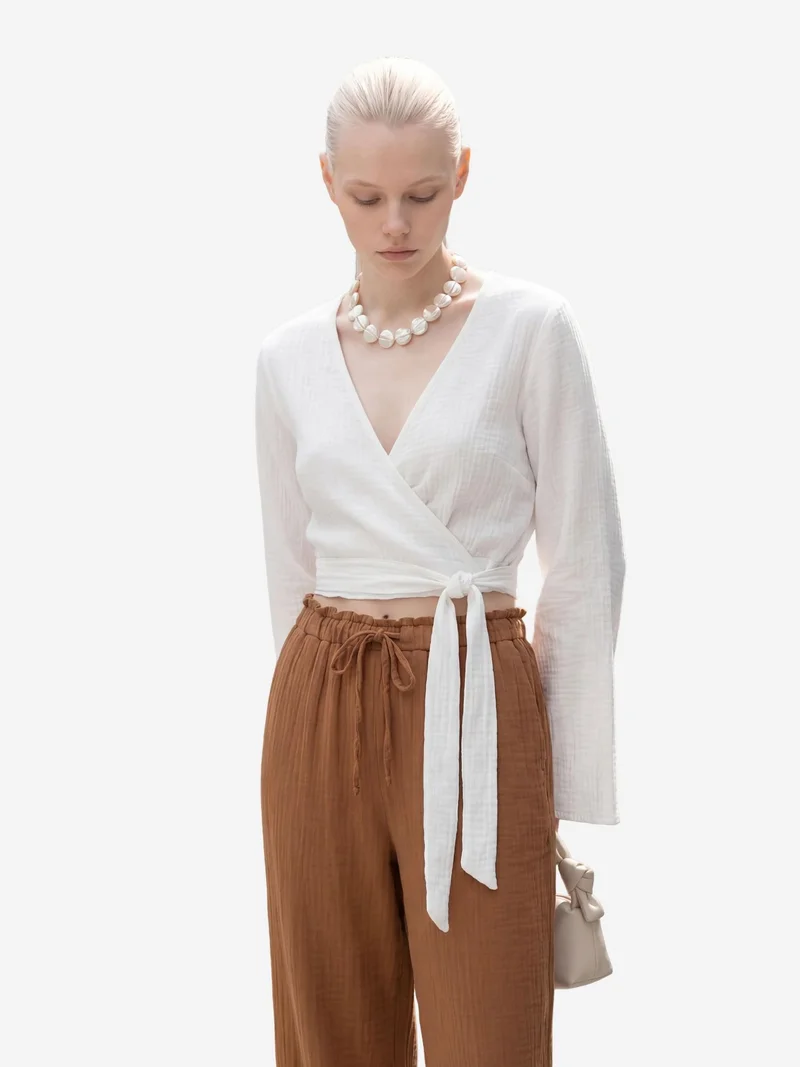 MY FASHION Coffee Brown MY FASHION Elastic Waist Straight Leg Pants for Women | Best Price UAE