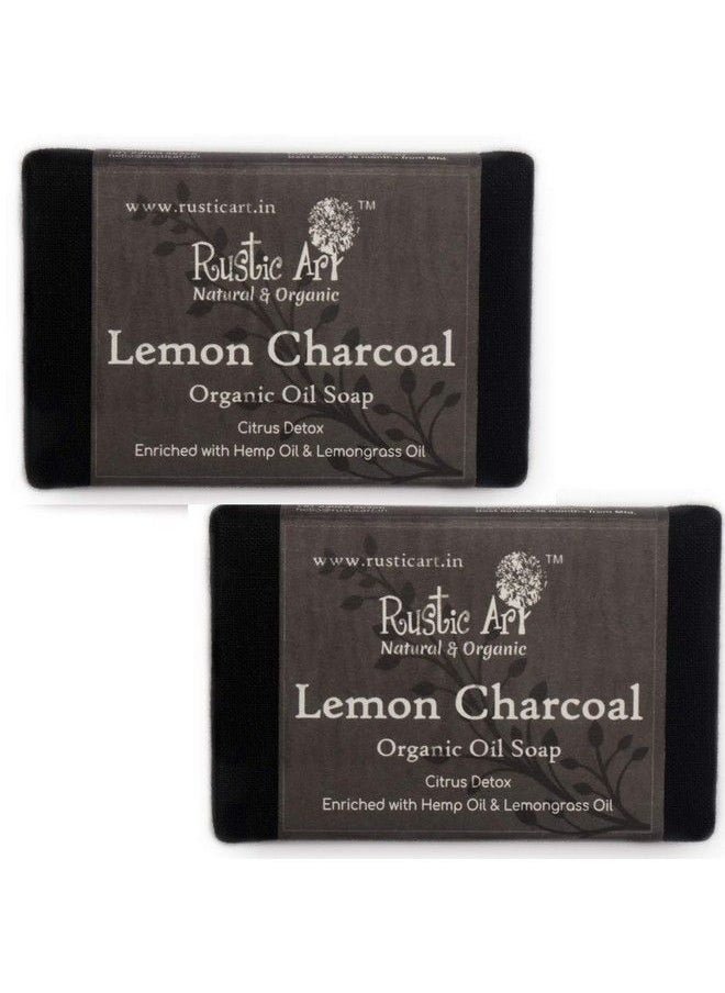 Rustic Art - Organic Soap ; Pack Of 2 * 100 Gm (Lemon Charcoal) - Image 1