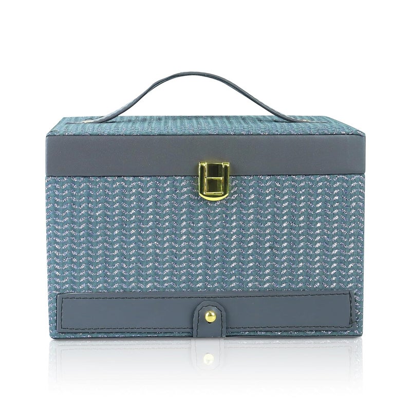 NFI essentials Makeup Bag Cosmetic Box Jewelry Bridal Box Make up Box Trousseau Box Vanity Beauty Case Organizer for Wedding Makeup Big Box (Grey) - Image 3