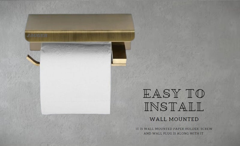 JAGGER حامل ورق المرحاض من جاجر JAG337 من الفولاذ المقاوم للصدأ بدرجة 304 مع حامل للهاتف المحمول - حامل لفافة المناديل للمطبخ - ملحقات الحمام (نحاس عتيق) - Image 3