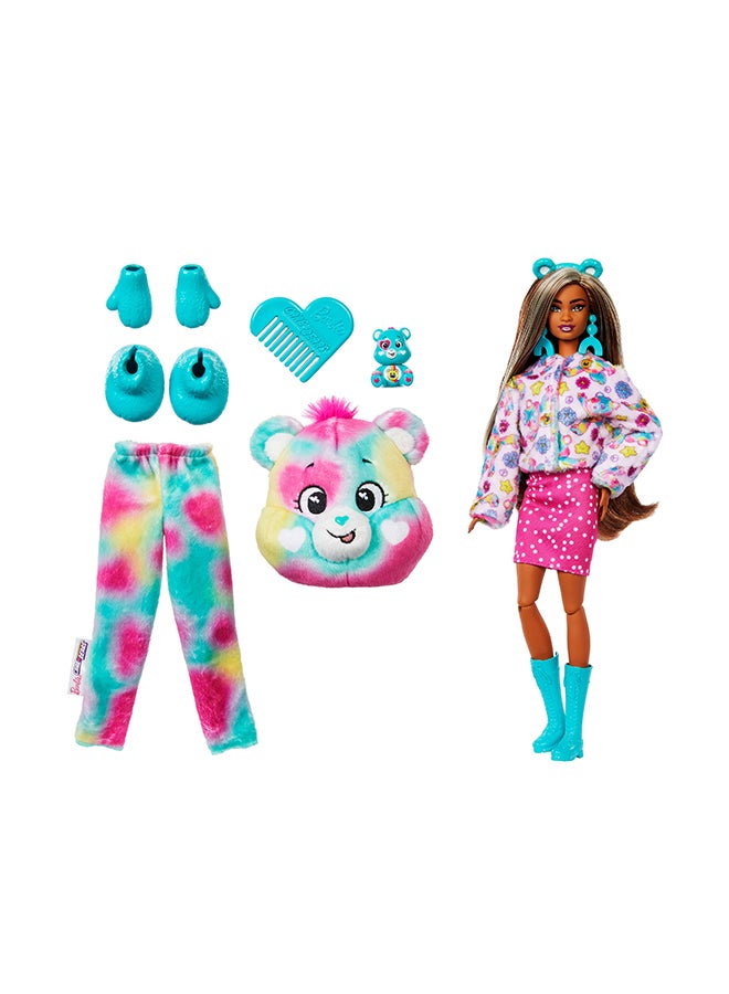 Barbie Cutie Reveal Care Bears Doll & Accessories, Series 2 Good Vibes Bear With 10 Surprises Including Color Change & Mini Bear - Image 3