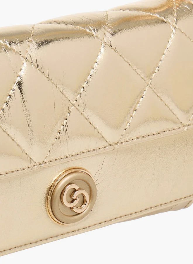 Celeste Women's Quilted Crossbody Bag with Flap Closure and Chain Strap