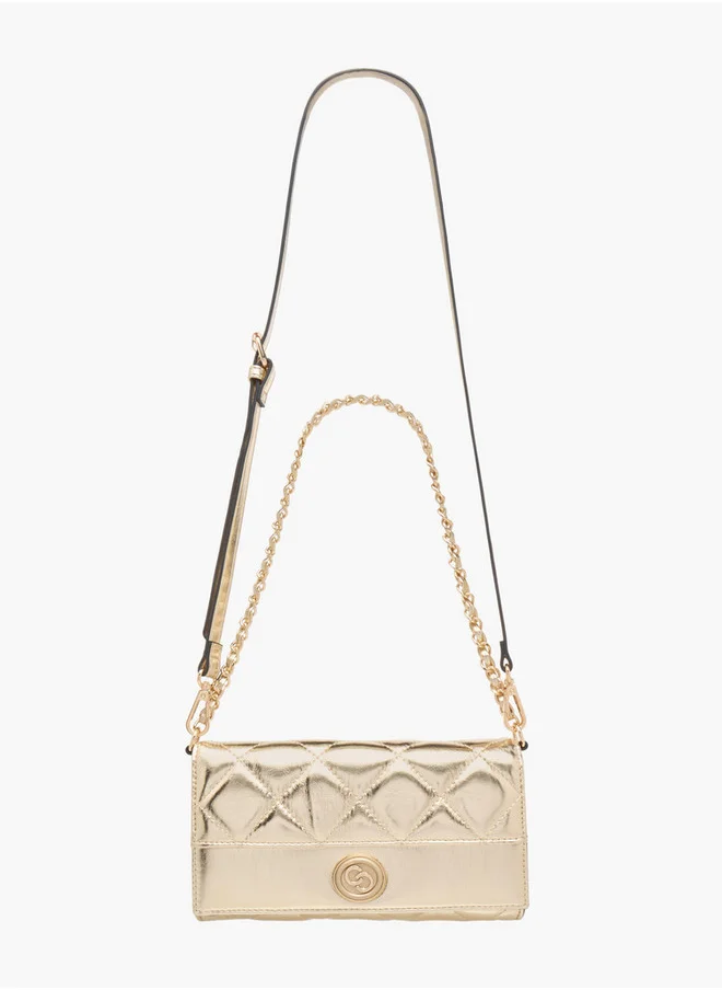 سيليست Women's Quilted Crossbody Bag with Flap Closure and Chain Strap