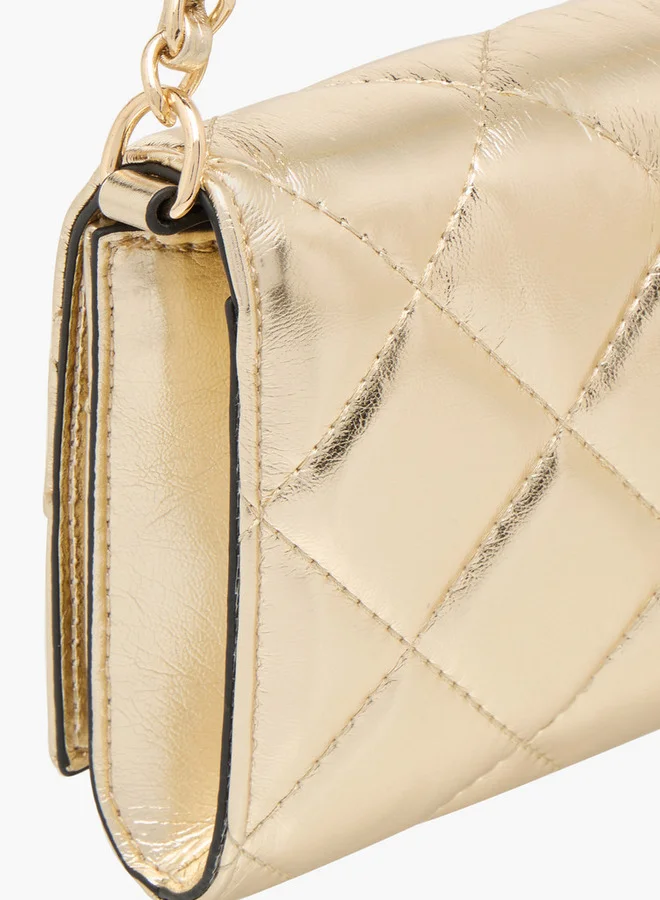 Celeste Women's Quilted Crossbody Bag with Flap Closure and Chain Strap