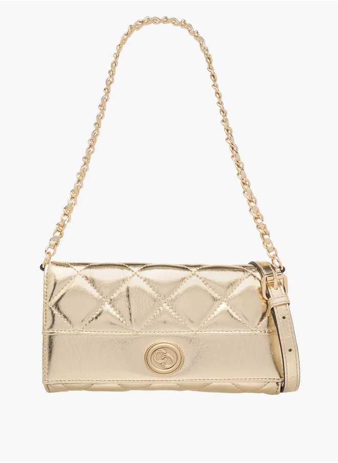 سيليست Women's Quilted Crossbody Bag with Flap Closure and Chain Strap