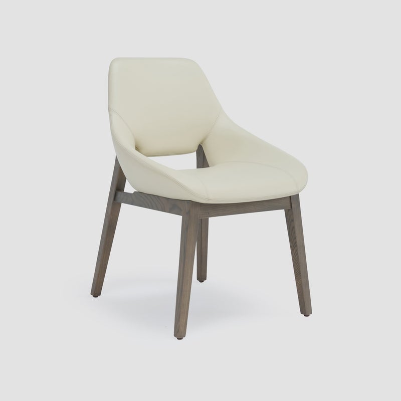 AL HUZAIFA FURNITURE Drake Dining Chair In Microfiber, With Ash Solid Wood Legs - Image 1