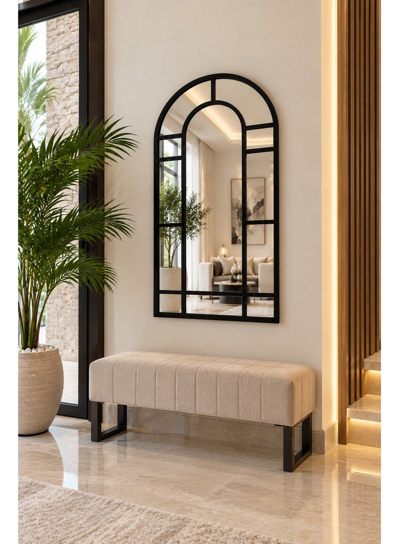 Black Metal Arched Window Wall Mirror 40x70cm – Leaning & Wall-Mounted Windowpane Design, Rustic Farmhouse Style, Vintage Mirror for Living Room, Entryway, Fireplace, Elegant Home Décor for Hallway, Bedroom, and Living Room, Modern Rustic Wall Décor, Decorative Arched Mirror, Stylish Large Wall Mirror for Home, Big Mirror For Home Decor, Villas - Image 3