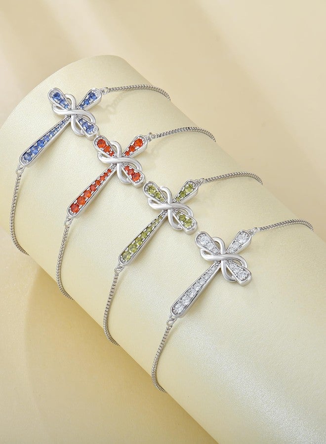 YL Cross Bracelet 925 Sterling Silver Infinity Sideways Link Bracelet Cubic Zirconia Jewelry for Women - Image 4