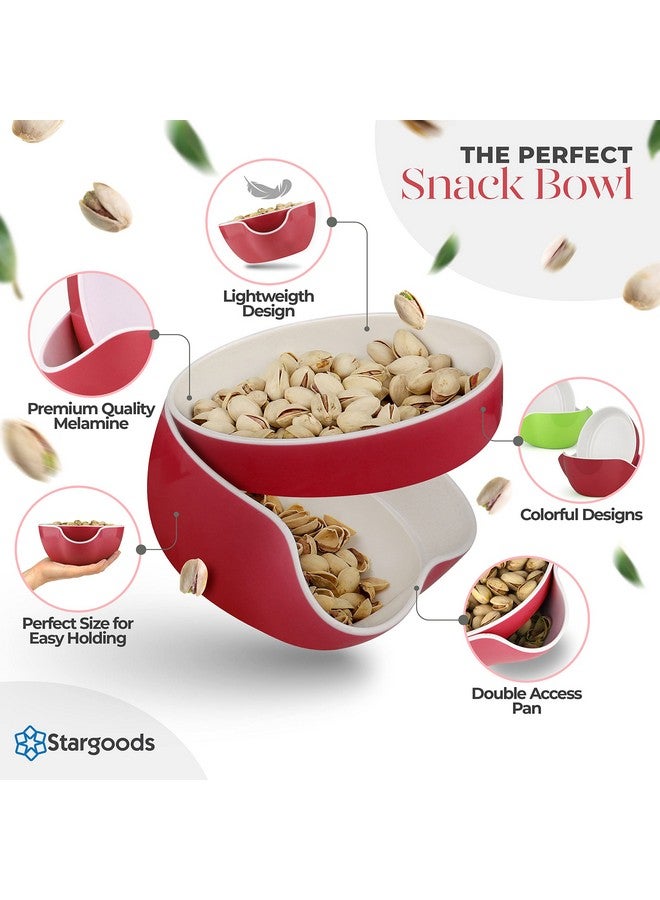 Stargoods Pistachio Bowl, Snack Serving Dish, Double Peanut Bowl with Nut Seeds Shell Candy Storage, Red - Image 2