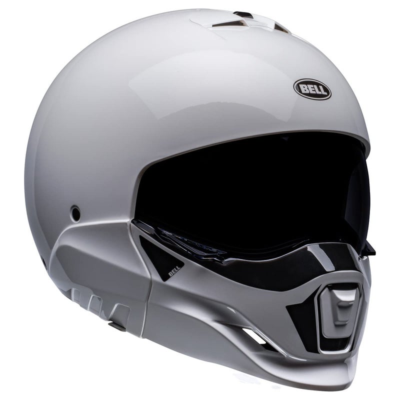 BELL Broozer Full Face Convertible to Open Face Street Mortorcycle Helmet Duplet Gloss White Small