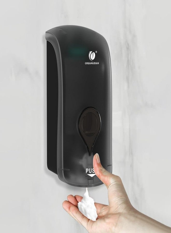 CHUANGDIAN Hand Press Foaming Soap Dispenser, 35oz (1000ml) Refillable Wall Mount Soap Dispenser, Durable ABS Plastic, for Commercial & Home, Semi-Transparent Black, CHUANGDIAN - Image 3