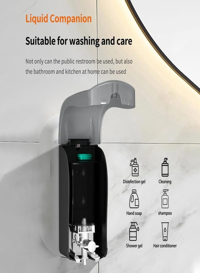 CHUANGDIAN Hand Press Foaming Soap Dispenser, 35oz (1000ml) Refillable Wall Mount Soap Dispenser, Durable ABS Plastic, for Commercial & Home, Semi-Transparent Black, CHUANGDIAN - Image 4
