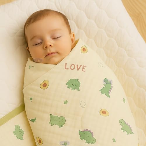 Koochie-Koo Organic Cotton Baby Swaddle Blanket 100% Muslin 6 Layer Soft Breathable Swaddle Wrap for Newborns Toddlers Unisex Receiving Blanket for Boys & Girls - 110x110cm Dinosaur Print - Image 5