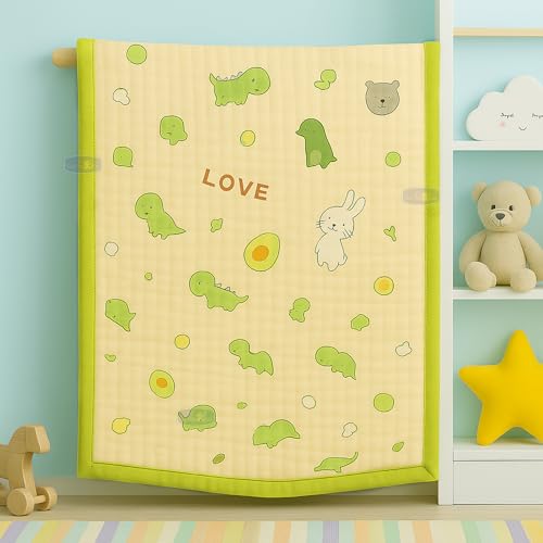 Koochie-Koo Organic Cotton Baby Swaddle Blanket 100% Muslin 6 Layer Soft Breathable Swaddle Wrap for Newborns Toddlers Unisex Receiving Blanket for Boys & Girls - 110x110cm Dinosaur Print - Image 2