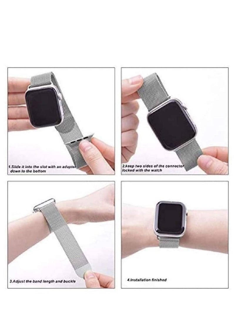 Generic - Replacement Milanese Loop Strap for Apple iWatch Series Band 42/44 mm silver - Image 1