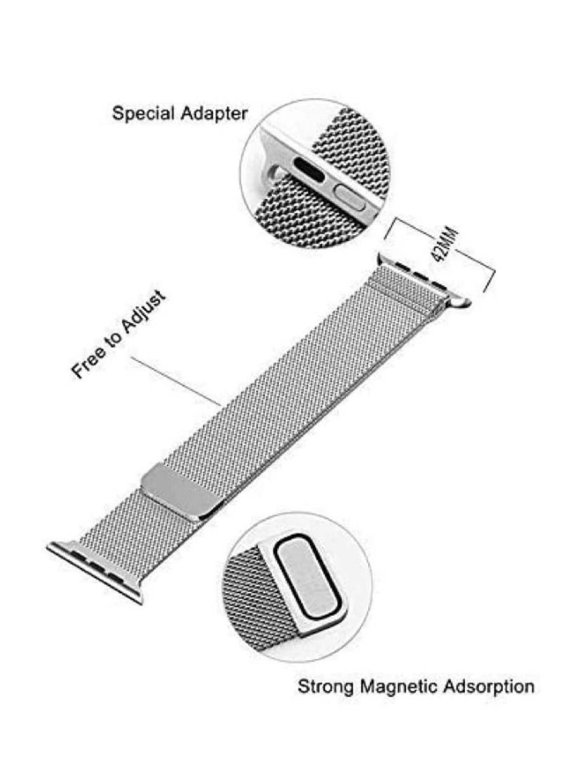 Generic - Replacement Milanese Loop Strap for Apple iWatch Series Band 42/44 mm silver - Image 1