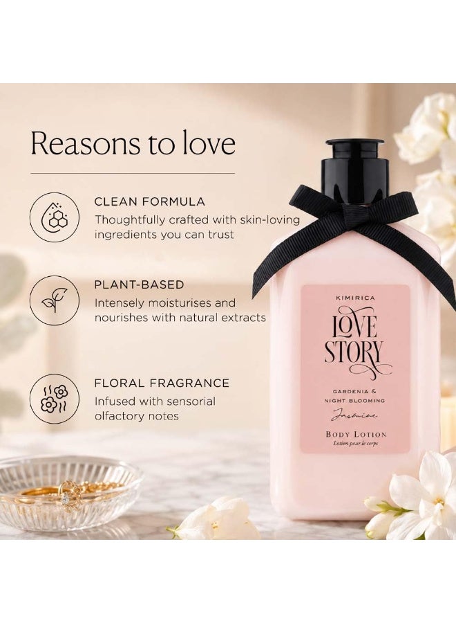 Kimirica Love Story Moisturizing Body Lotion |Gardenia and Night Blooming Jasmine | 270ml | Daily Moisturizer for All Skin Types |100% Vegan and Paraben Free - Image 2