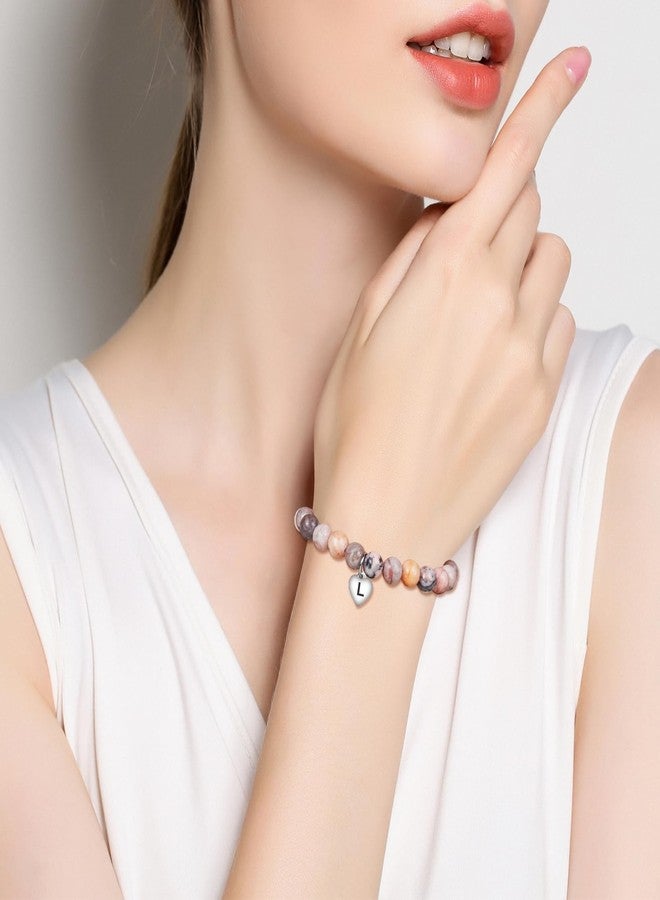 Fmeida Inspirational Gifts for Women - K Initial Charm Natural Stone Stretch Bracelets, Personalized Mother's Day Gift for Mom Teacher Appreciation | Always Remember - Image 5