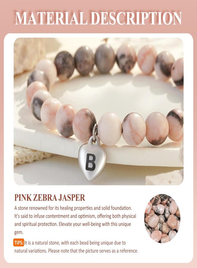Fmeida Inspirational Gifts for Women - K Initial Charm Natural Stone Stretch Bracelets, Personalized Mother's Day Gift for Mom Teacher Appreciation | Always Remember - Image 4