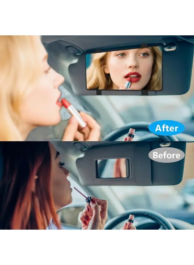 White Car Visor Mirror Clip On for Women Large Vanity Mirror Universal Fit Vehicle Truck - Image 4